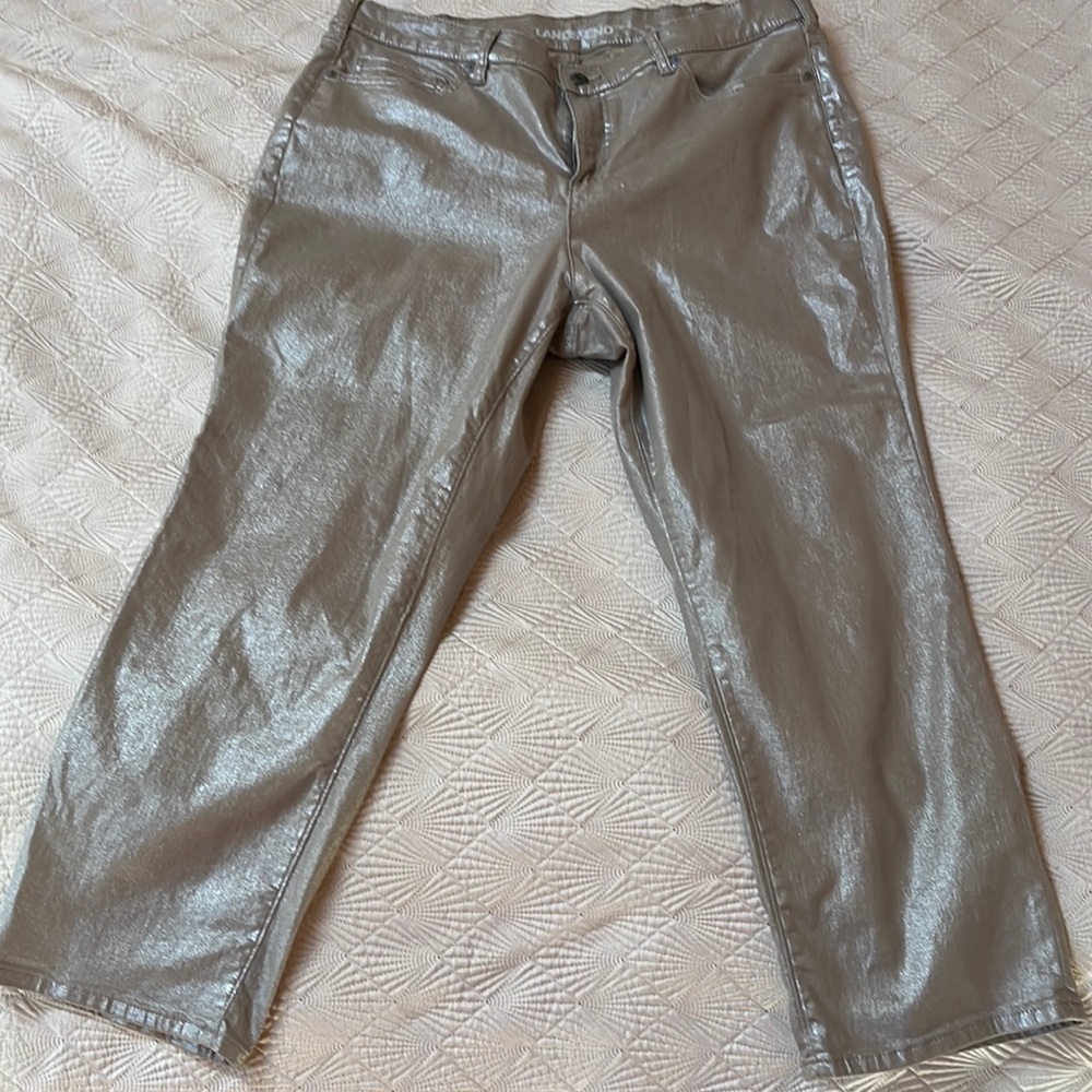 Sparkly Lands’ End high rise slim ankle jeans